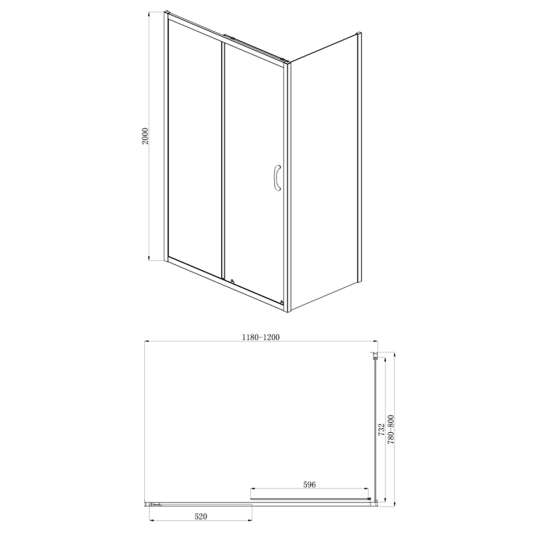 Душевой уголок Azario MILTON AZ-ND1131 L 1200 1200х80 6 мм, цвет профиля серебро